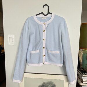Aritzia Babaton Approach Cardigan Baby Blue and White Size Small $65